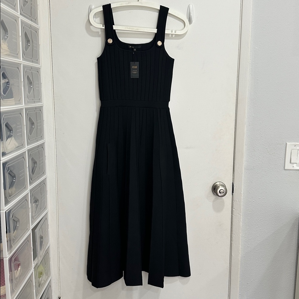 Sandro NWT Pleated Knit A-Line Midi Dress - Picture 4 of 7